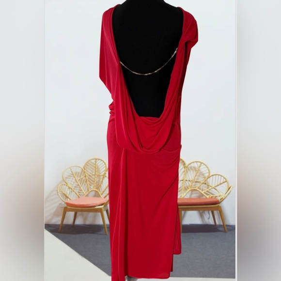 Elegant Red Draped Dress size L BCBGMAXAZRIA - Picture 3 of 16